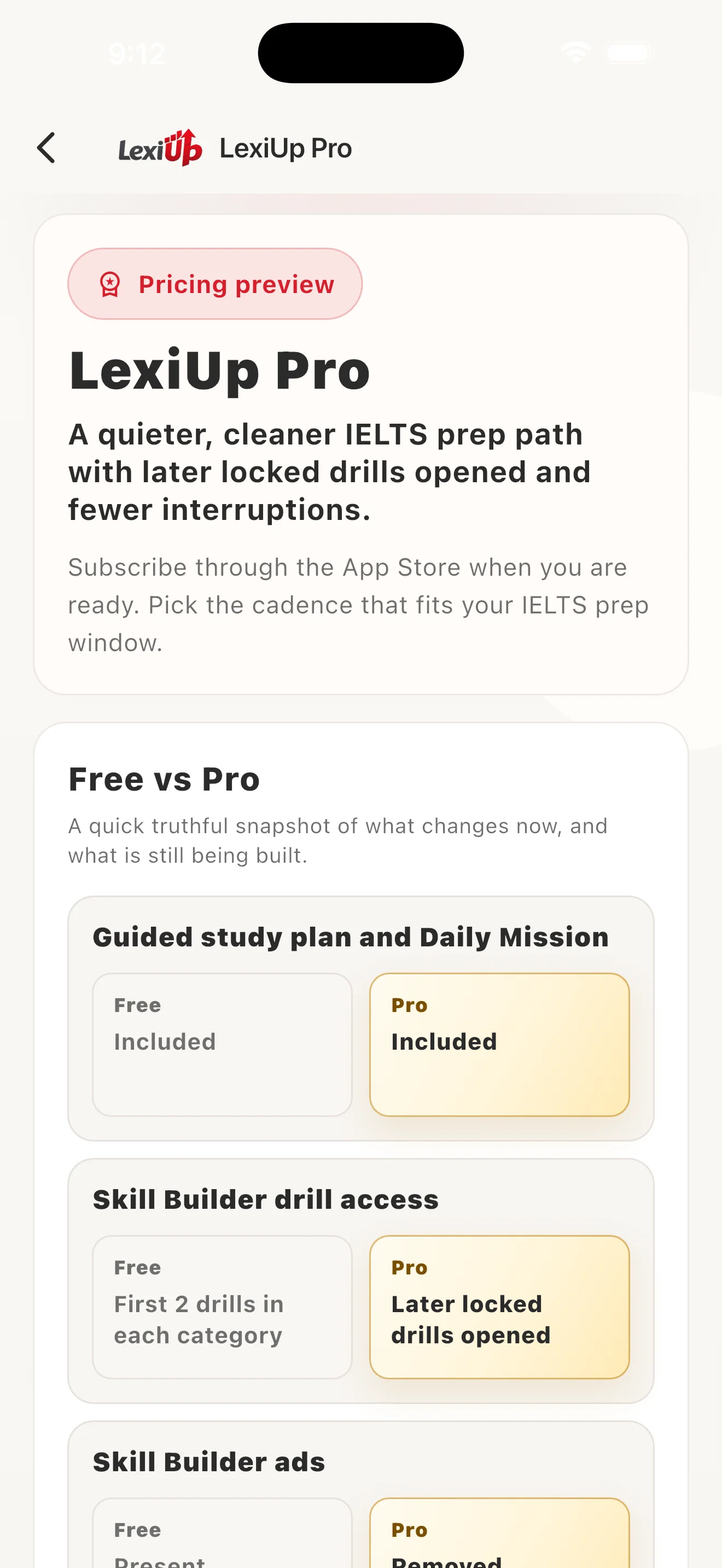 LexiUp Pro paywall screen